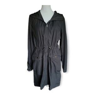 J. JILL FIT Women's Plus Size Black Hooded Windbreaker Jacket